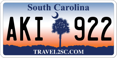 SC license plate AKI922