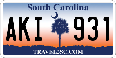 SC license plate AKI931