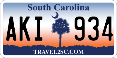 SC license plate AKI934