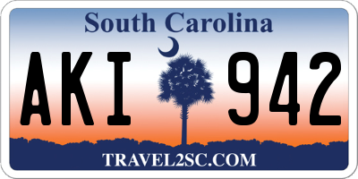 SC license plate AKI942