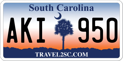 SC license plate AKI950