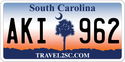 SC license plate AKI962