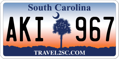 SC license plate AKI967