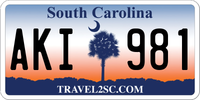 SC license plate AKI981