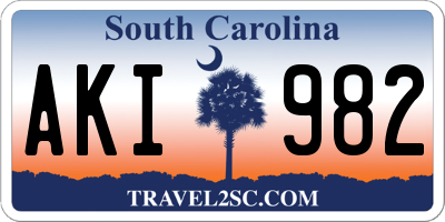 SC license plate AKI982