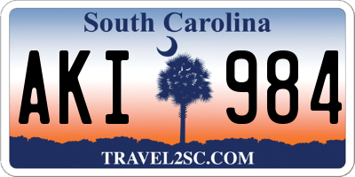 SC license plate AKI984