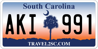 SC license plate AKI991