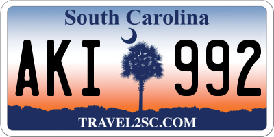 SC license plate AKI992