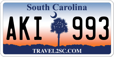 SC license plate AKI993