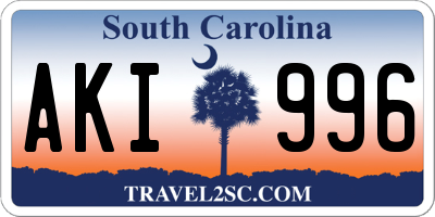 SC license plate AKI996