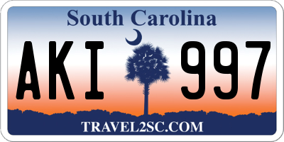 SC license plate AKI997