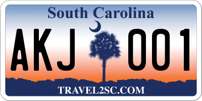 SC license plate AKJ001