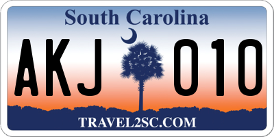 SC license plate AKJ010
