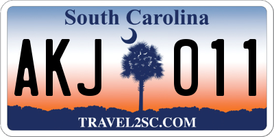 SC license plate AKJ011