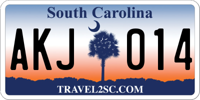 SC license plate AKJ014