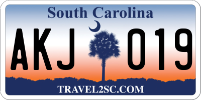 SC license plate AKJ019