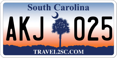 SC license plate AKJ025