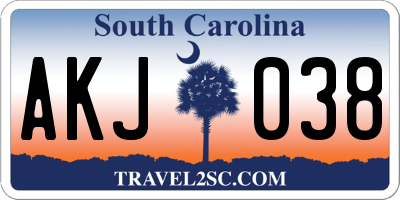 SC license plate AKJ038