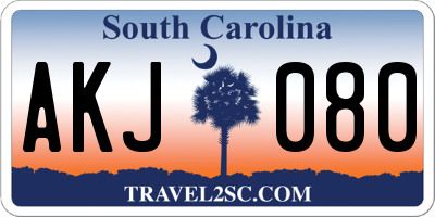 SC license plate AKJ080