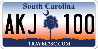 SC license plate AKJ100