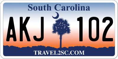 SC license plate AKJ102