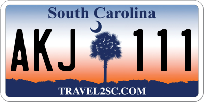 SC license plate AKJ111