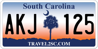 SC license plate AKJ125