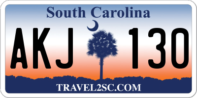SC license plate AKJ130