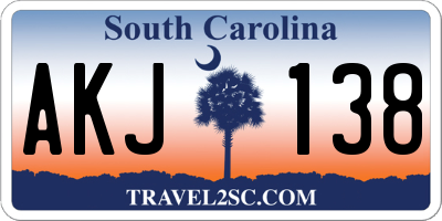 SC license plate AKJ138