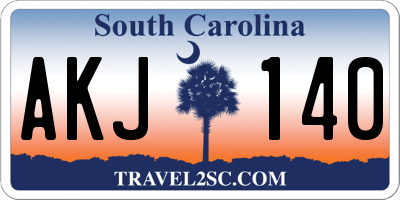 SC license plate AKJ140