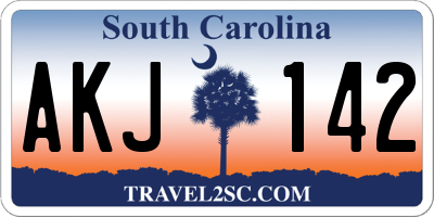 SC license plate AKJ142