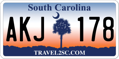 SC license plate AKJ178