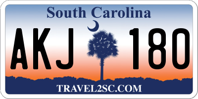 SC license plate AKJ180