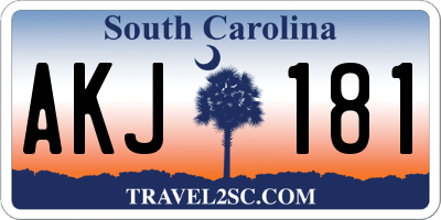 SC license plate AKJ181