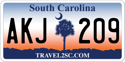 SC license plate AKJ209