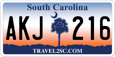 SC license plate AKJ216