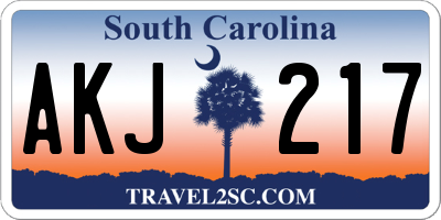 SC license plate AKJ217