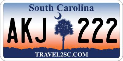 SC license plate AKJ222