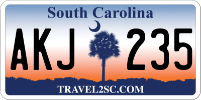 SC license plate AKJ235