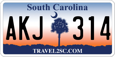 SC license plate AKJ314
