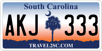SC license plate AKJ333