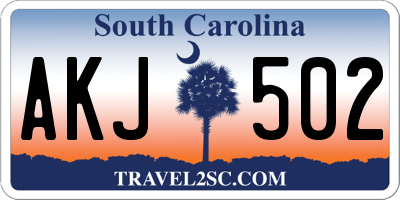 SC license plate AKJ502