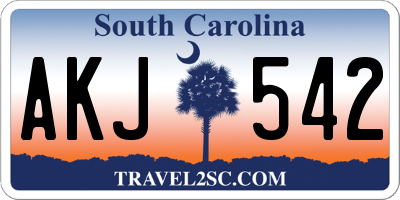 SC license plate AKJ542