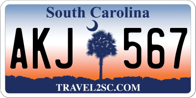 SC license plate AKJ567