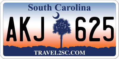 SC license plate AKJ625