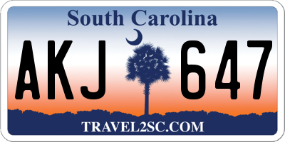 SC license plate AKJ647