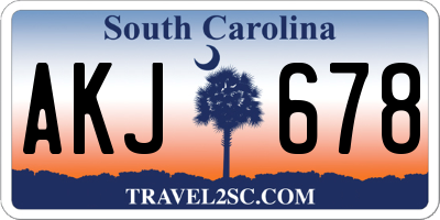 SC license plate AKJ678