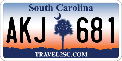 SC license plate AKJ681