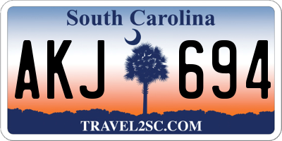 SC license plate AKJ694