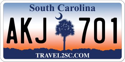 SC license plate AKJ701
